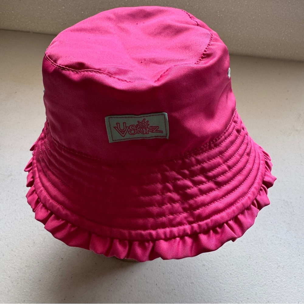 UV Skinz Girl reversible Bucket hat Pink/Tropical Print kids Size 2T Beach
